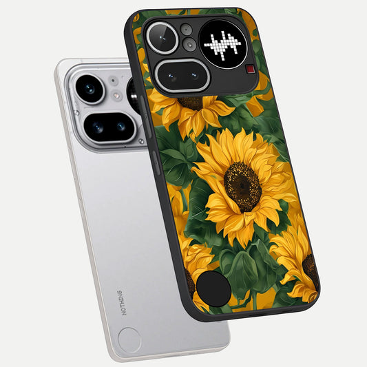 Bright Sunflower Bloom phone case For Nothing Phone 4A Pro showing premium glass back cover with detailed artwork