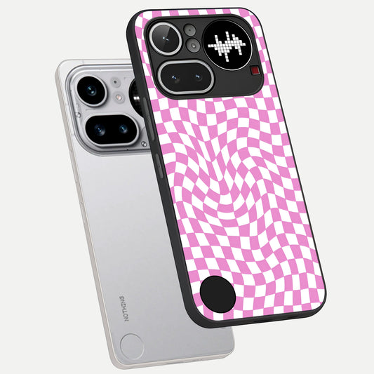 Bubblegum Check Wave phone case For Nothing Phone 4A Pro showing premium glass back cover with detailed artwork
