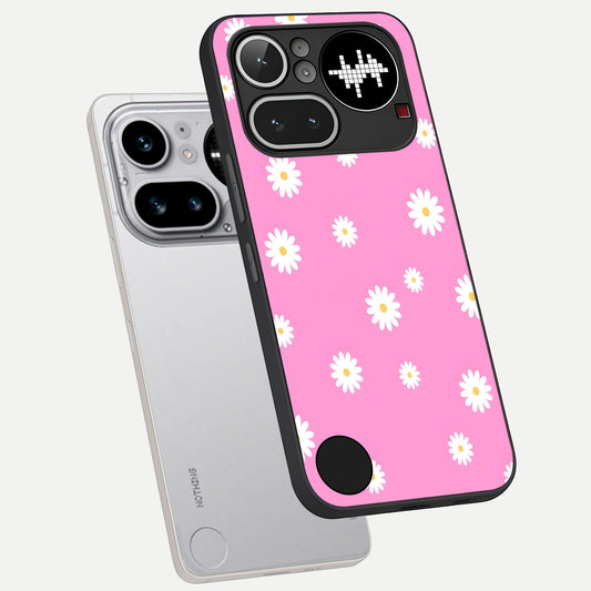 Bubblegum Daisy Pop phone case For Nothing Phone 4A Pro showing premium glass back cover with detailed artwork