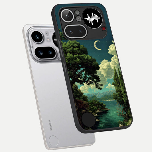 Celestial Lake Peace phone case For Nothing Phone 4A Pro showing premium glass back cover with detailed artwork
