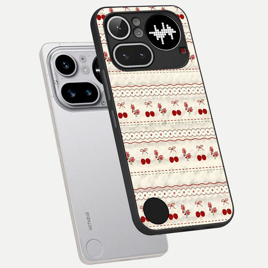 Cherry Bloom Charm phone case For Nothing Phone 4A Pro showing premium glass back cover with detailed artwork