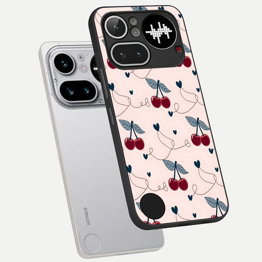 Cherry Heart Line phone case For Nothing Phone 4A Pro showing premium glass back cover with detailed artwork