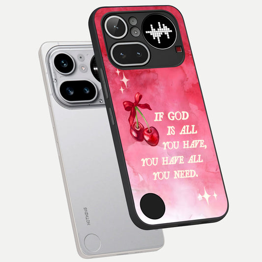 Cherry Quote phone case For Nothing Phone 4A Pro showing premium glass back cover with detailed artwork