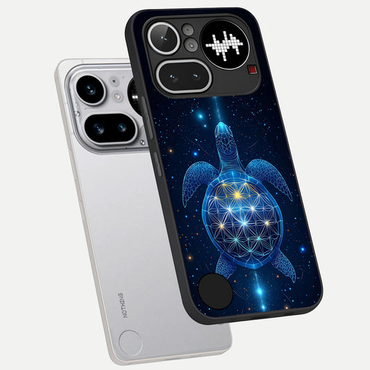Crimson Blue Turtle phone case For Nothing Phone 4A Pro showing premium glass back cover with detailed artwork