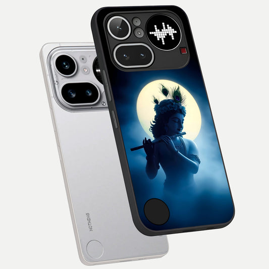 Divine Moon Flute phone case For Nothing Phone 4A Pro showing premium glass back cover with detailed artwork
