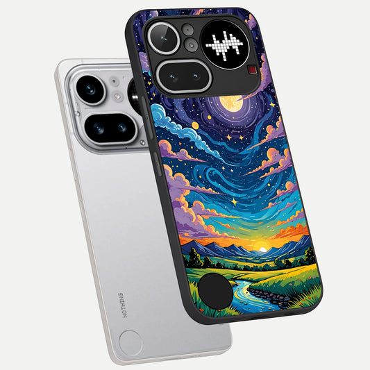 Dreamy Night Landscape phone case For Nothing Phone 4A Pro showing premium glass back cover with detailed artwork