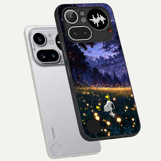 Firefly Meadow Magic phone case For Nothing Phone 4A Pro showing premium glass back cover with detailed artwork