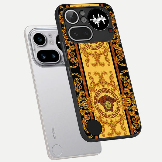 Golden Royal Heritage phone case For Nothing Phone 4A Pro showing premium glass back cover with detailed artwork