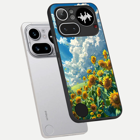 Golden Sun Glory phone case For Nothing Phone 4A Pro showing premium glass back cover with detailed artwork