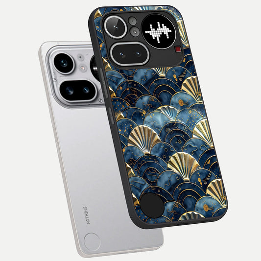 Golden Wave Luxe phone case For Nothing Phone 4A Pro showing premium glass back cover with detailed artwork