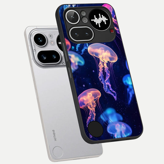 Jellyfish Pattern phone case For Nothing Phone 4A Pro showing premium glass back cover with detailed artwork