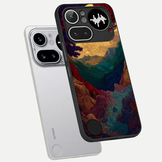 Mystic Valley Light phone case For Nothing Phone 4A Pro showing premium glass back cover with detailed artwork