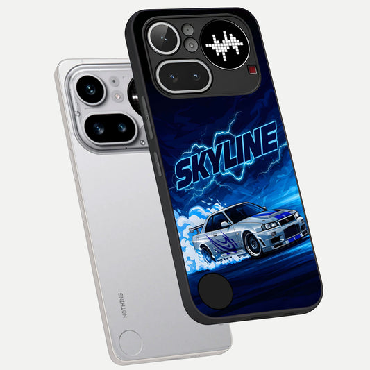 Neon Drift Beast phone case For Nothing Phone 4A Pro showing premium glass back cover with detailed artwork