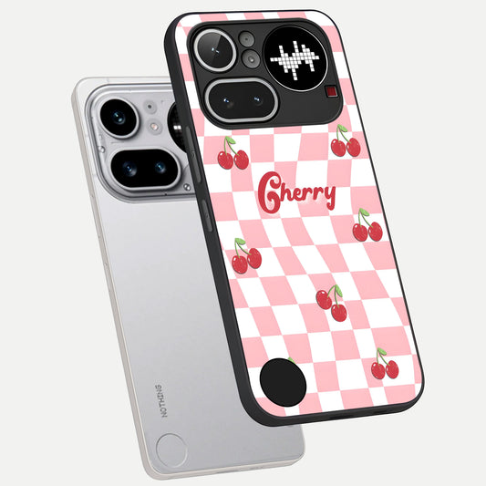 Sweet Cherry Vibes phone case For Nothing Phone 4A Pro showing premium glass back cover with detailed artwork