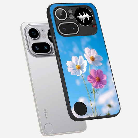 Tripple Flowers With Sky phone case For Nothing Phone 4A Pro showing premium glass back cover with detailed artwork