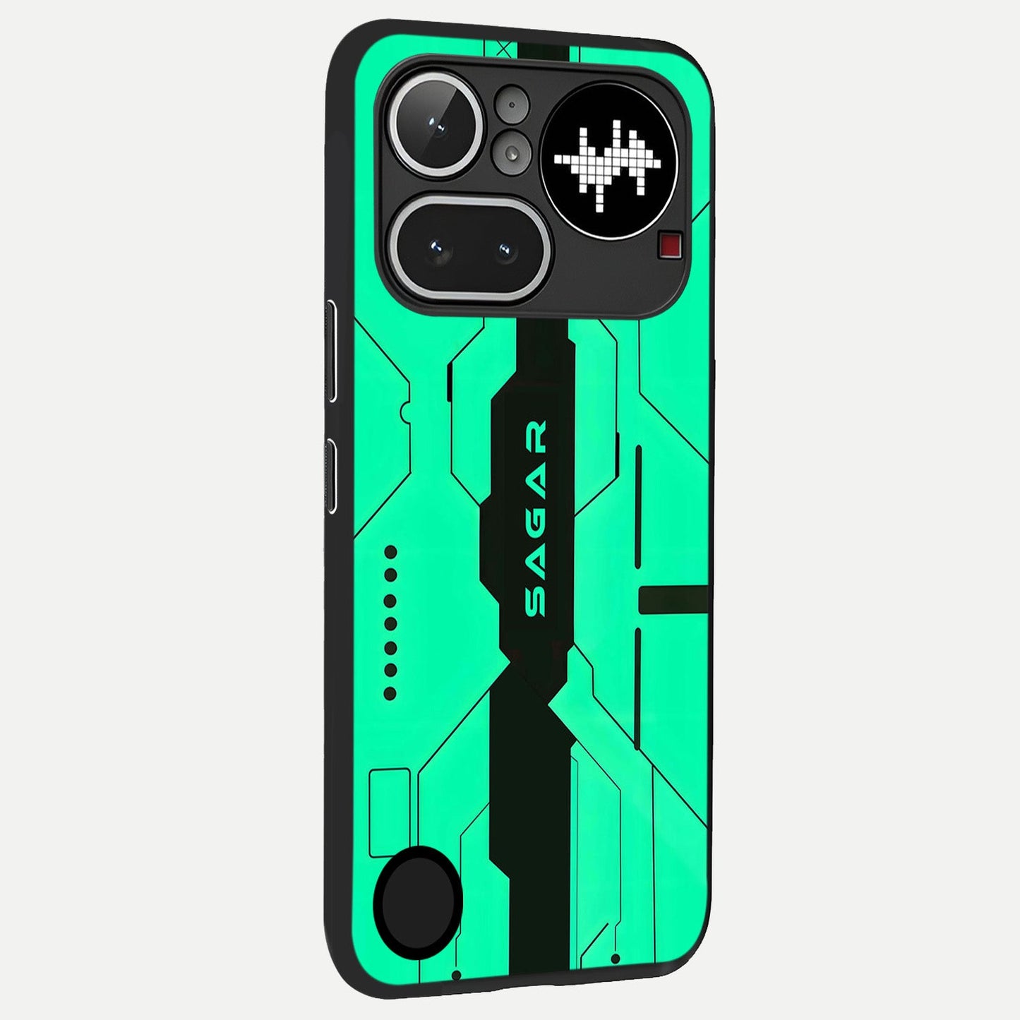 Aqua Tech CYBERPUNK Custom Name back cover For Nothing Phone 4A Pro slim fit glass case with vibrant aesthetic design