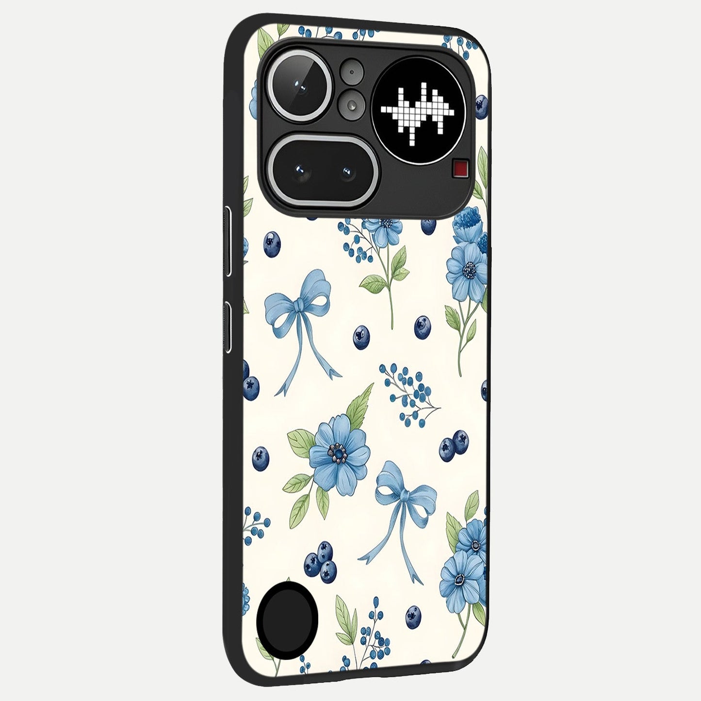 Blue Flower And Bow back cover For Nothing Phone 4A Pro slim fit glass case with vibrant aesthetic design