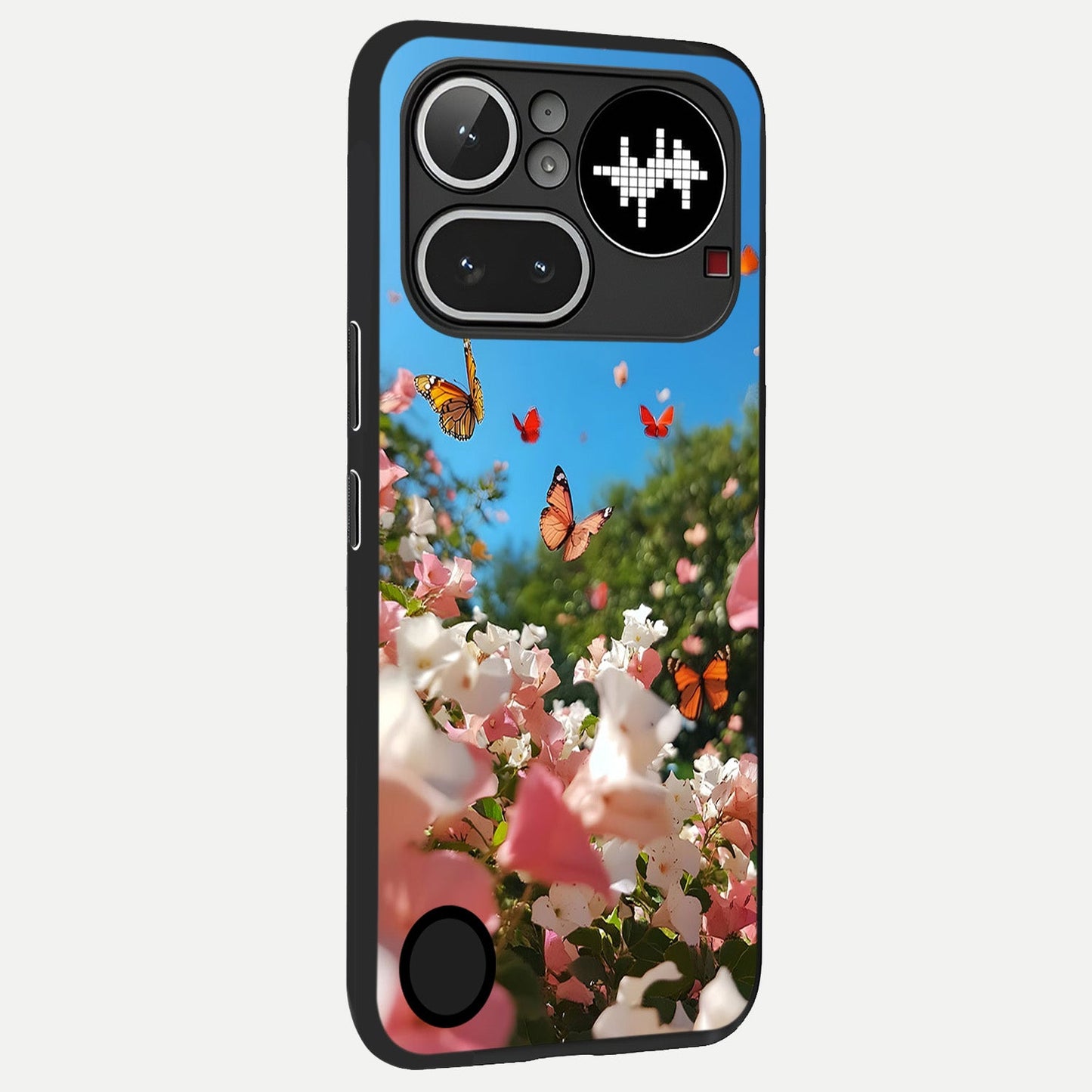Butterflies In Bloom Sky back cover For Nothing Phone 4A Pro slim fit glass case with vibrant aesthetic design