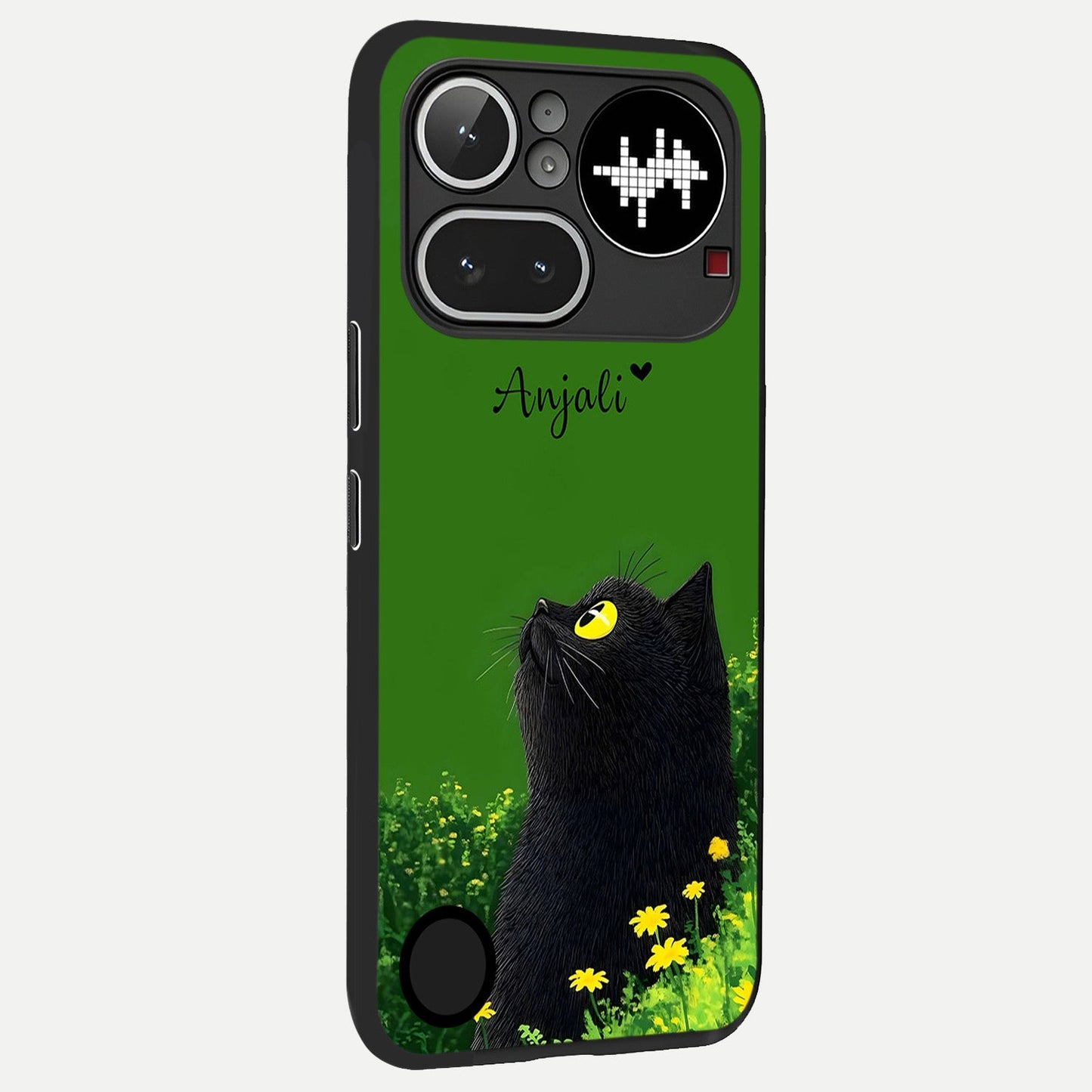 Emerald Cat Custom Name back cover For Nothing Phone 4A Pro slim fit glass case with vibrant aesthetic design