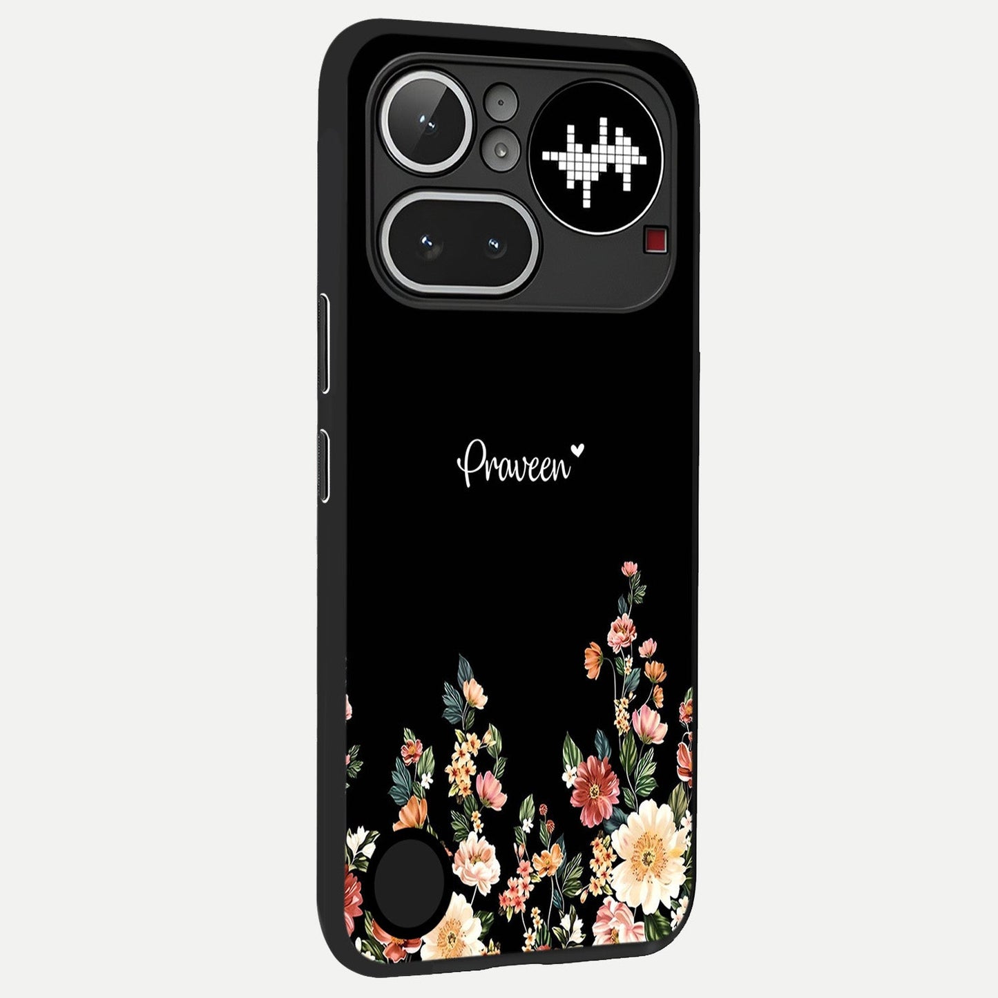 Floral Design Personalized Custom Name back cover For Nothing Phone 4A Pro slim fit glass case with vibrant aesthetic design
