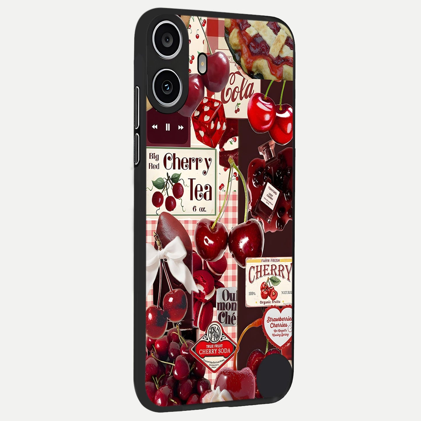 Aesthetic Cherry Tea Glass Case displayed upright for full cherry-themed visibility and premium finish.