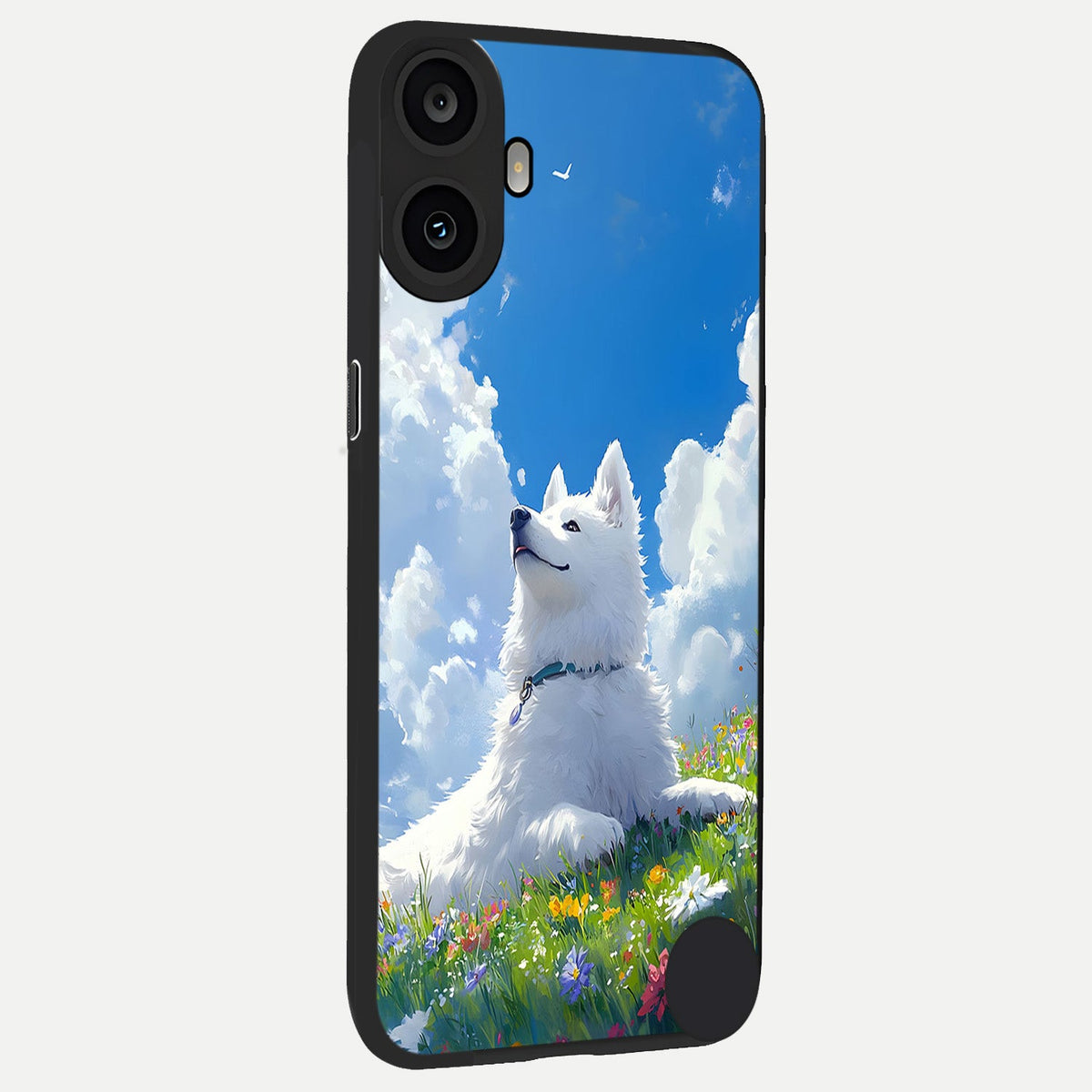 Blissful Cloud Pup back cover For CMF Phone 1 slim fit glass case with vibrant aesthetic design