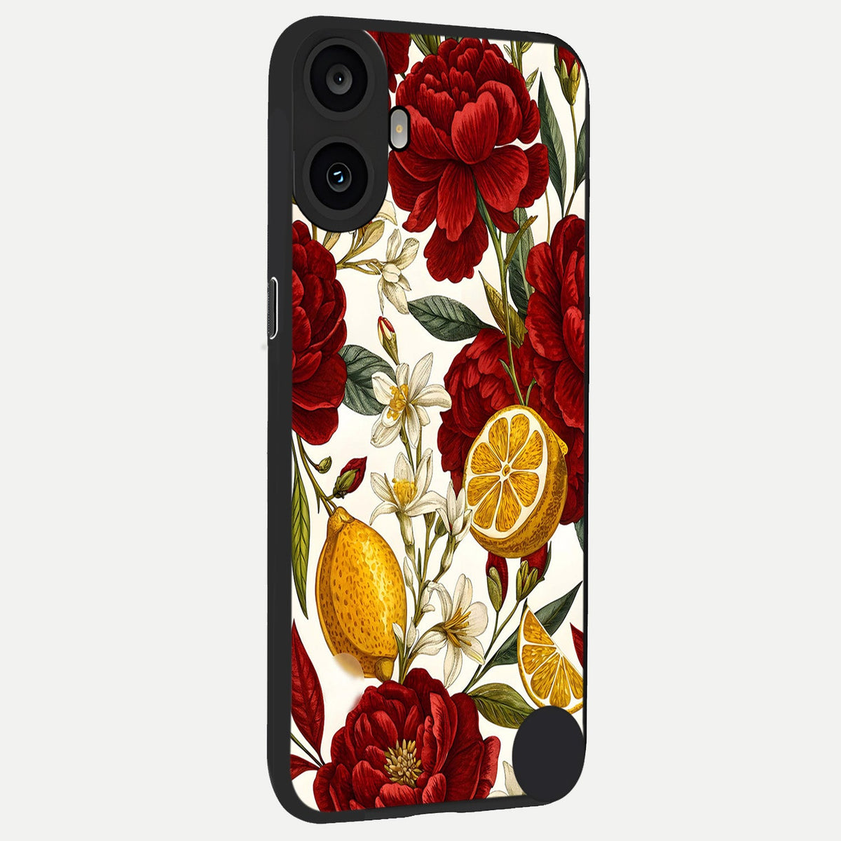 Lemon Rose Charm back cover For CMF Phone 1 slim fit glass case with vibrant aesthetic design