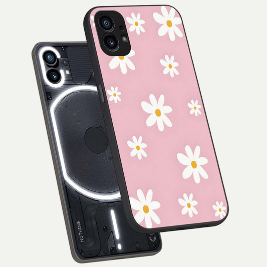 Soft Daisy Bliss phone case For Nothing Phone 1 showing premium glass back cover with detailed artwork