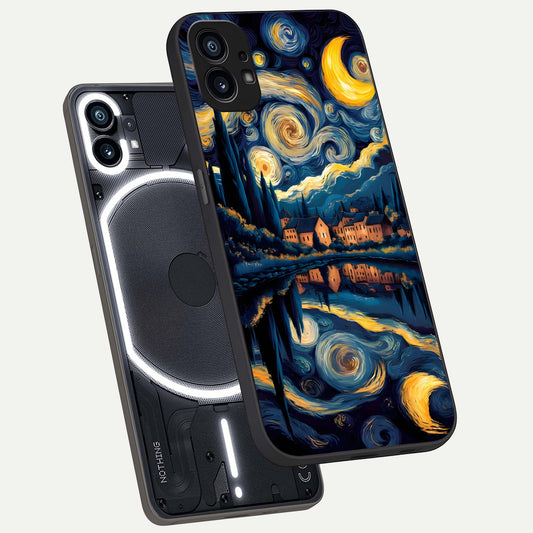 Starry Sky Serenity phone case For Nothing Phone 1 showing premium glass back cover with detailed artwork