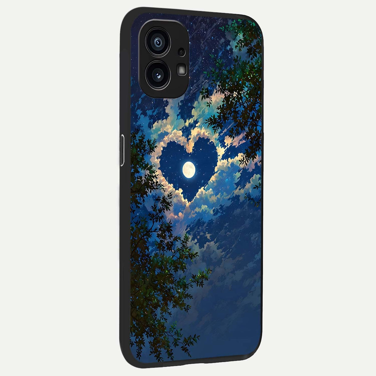 Heart With Moon Sky back cover For Nothing Phone 1 slim fit glass case with vibrant aesthetic design