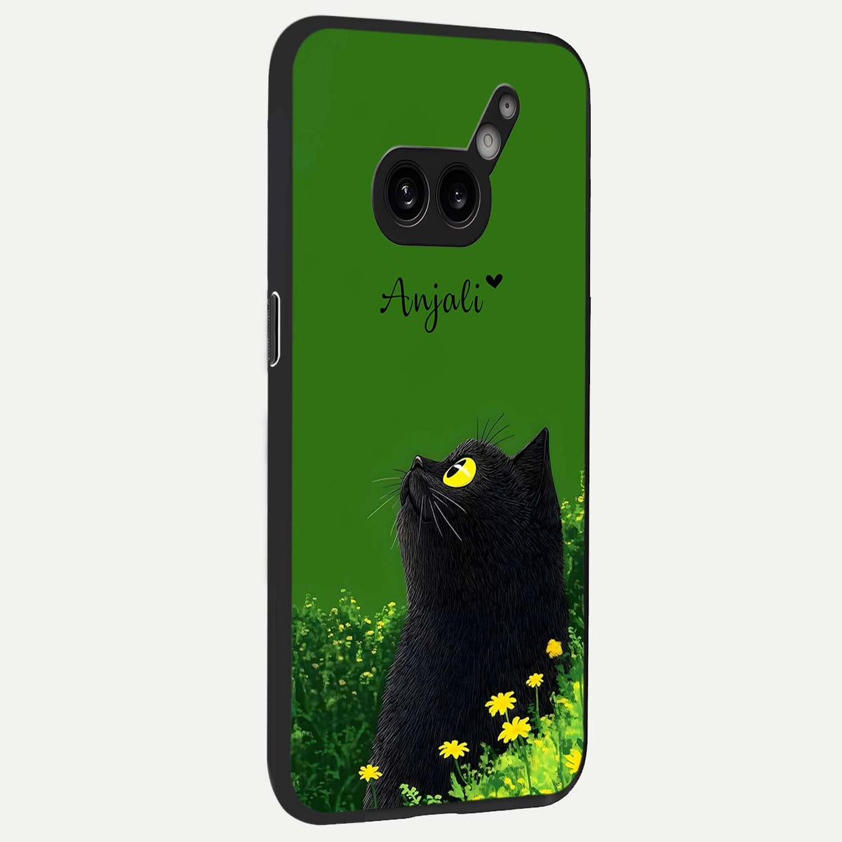 Emerald Cat Custom Name back cover For Nothing Phone 2A Plus slim fit glass case with vibrant aesthetic design