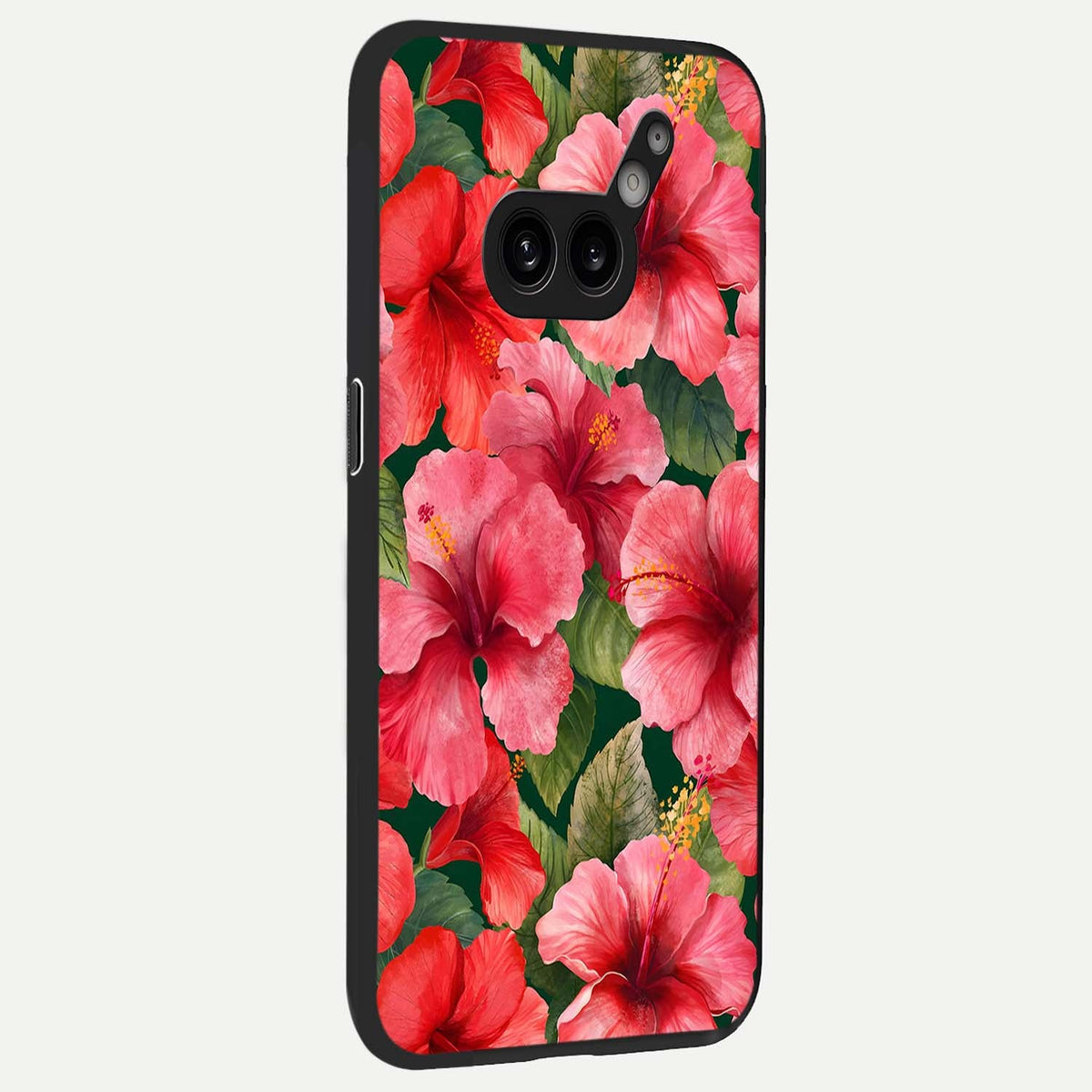 Hibiscus Pattern back cover For Nothing Phone 2A Plus slim fit glass case with vibrant aesthetic design