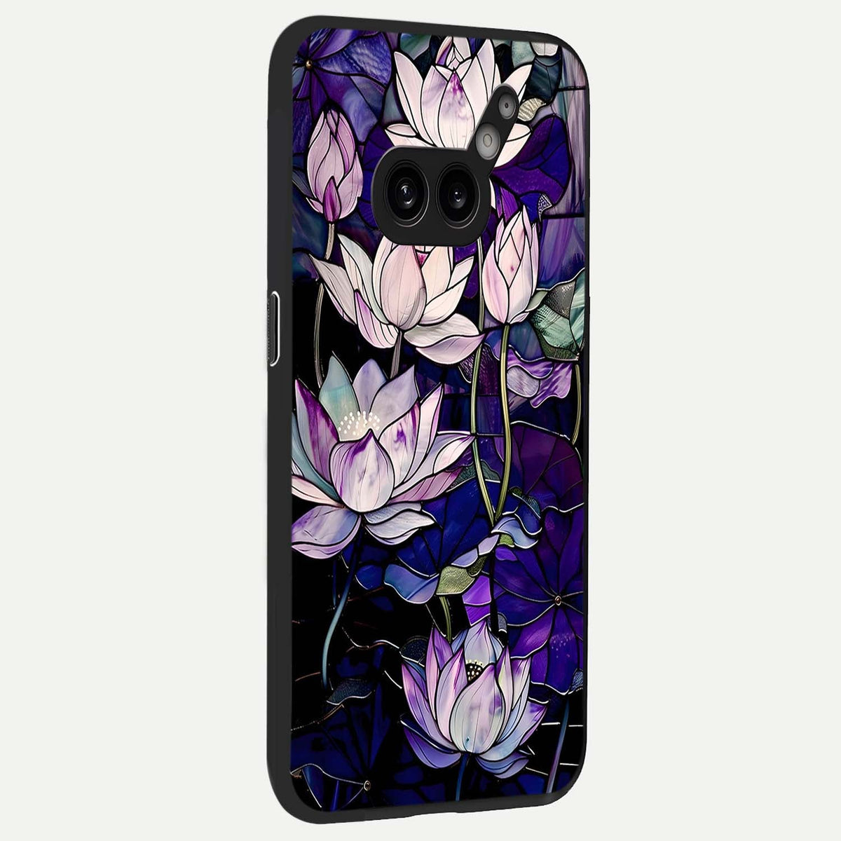 Purple Lotus Pattern back cover For Nothing Phone 2A Plus slim fit glass case with vibrant aesthetic design
