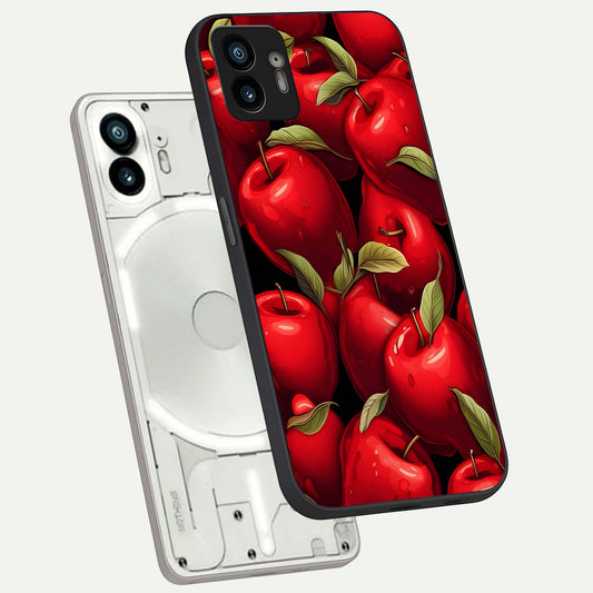 Apple Pattern phone case For Nothing Phone 2 showing premium glass back cover with detailed artwork