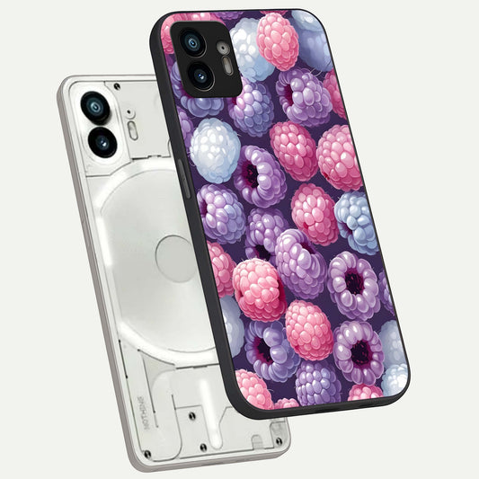 Berry Candy Pop phone case For Nothing Phone 2 showing premium glass back cover with detailed artwork