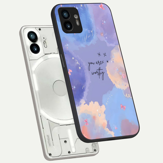 Celestial Cloud Magic phone case For Nothing Phone 2 showing premium glass back cover with detailed artwork
