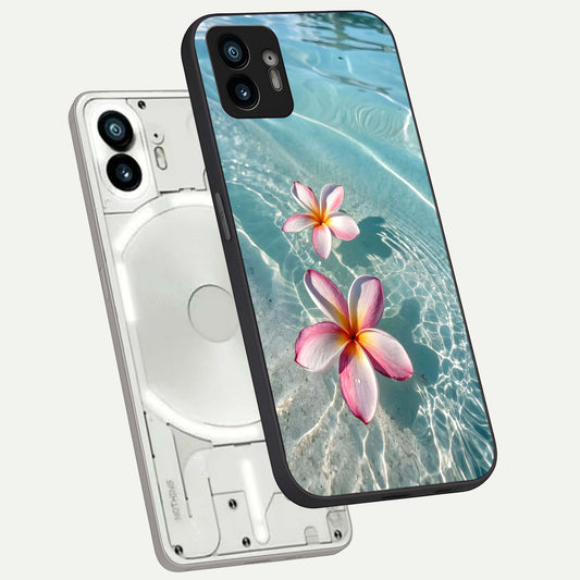 Floating Bloom Bliss phone case For Nothing Phone 2 showing premium glass back cover with detailed artwork
