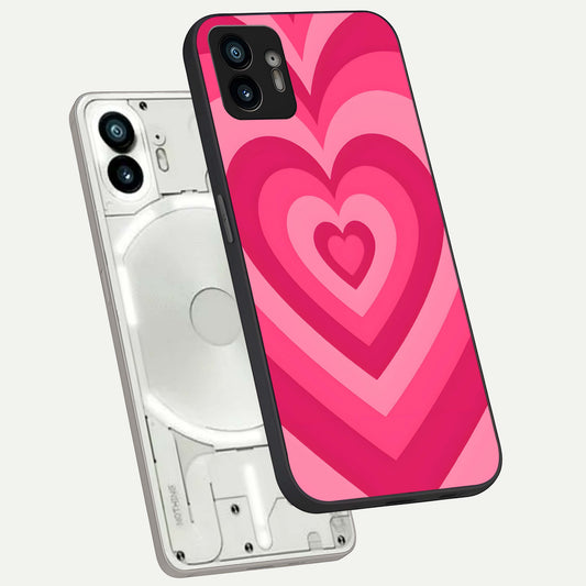 Layered Love Hearts phone case For Nothing Phone 2 showing premium glass back cover with detailed artwork