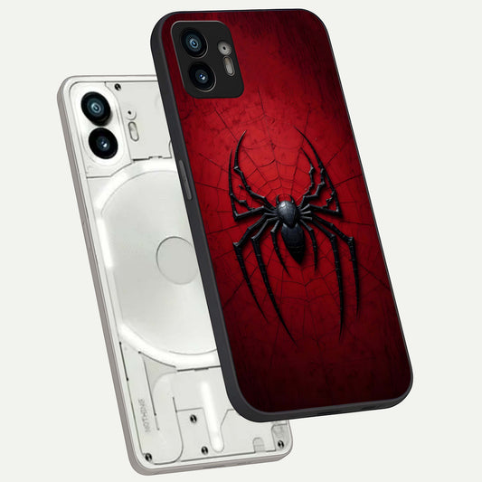Superhero Web Emblem phone case For Nothing Phone 2 showing premium glass back cover with detailed artwork