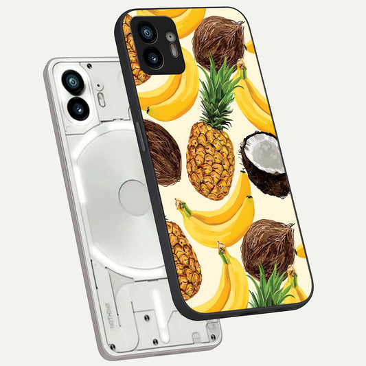 Tropical Fruit Mood phone case For Nothing Phone 2 showing premium glass back cover with detailed artwork