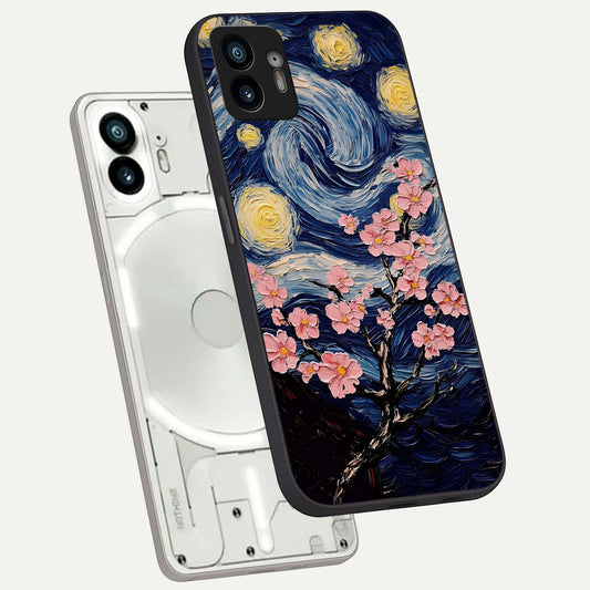 Van Gogh Scenery phone case For Nothing Phone 2 showing premium glass back cover with detailed artwork