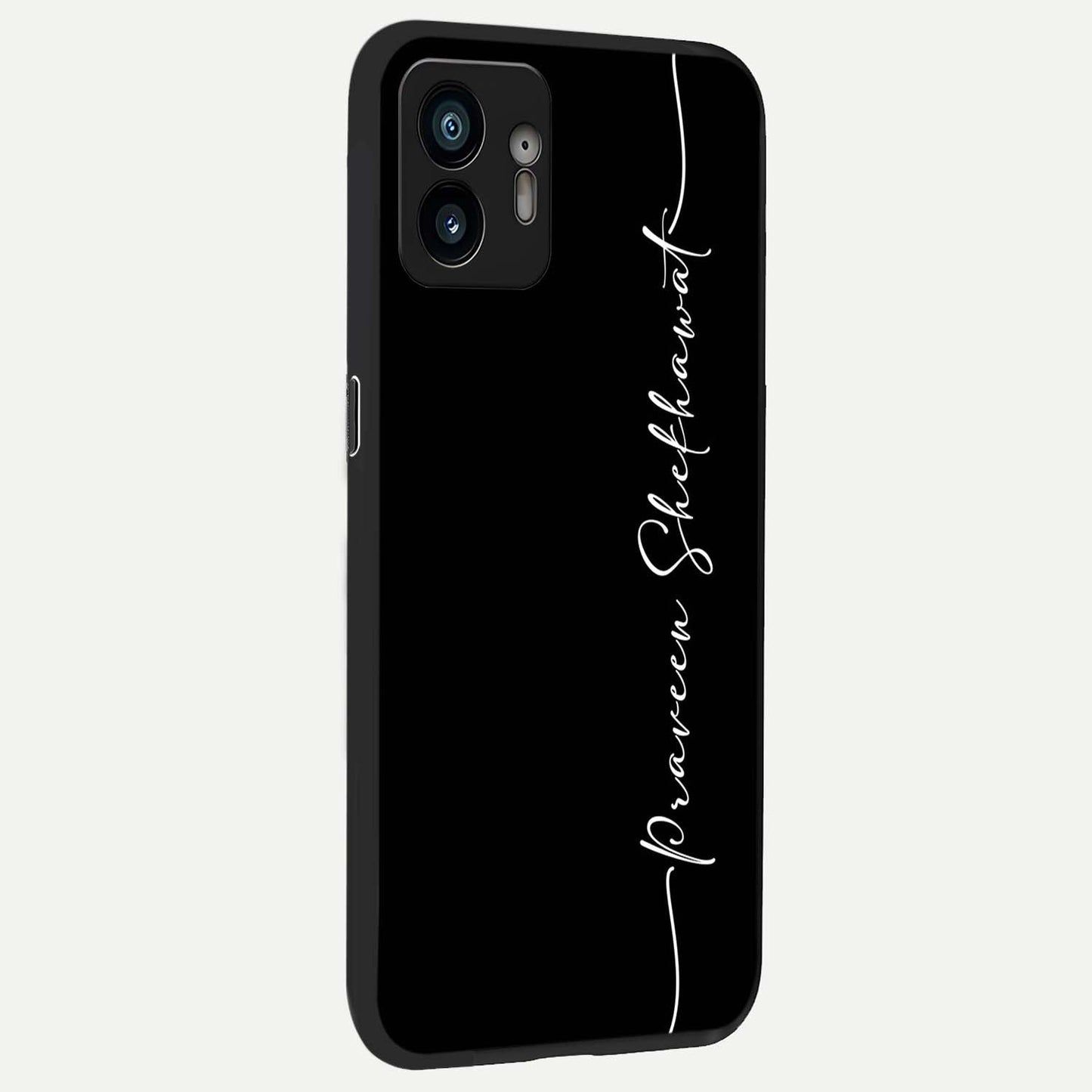 Black Tune Custom Name back cover For Nothing Phone 2 slim fit glass case with vibrant aesthetic design