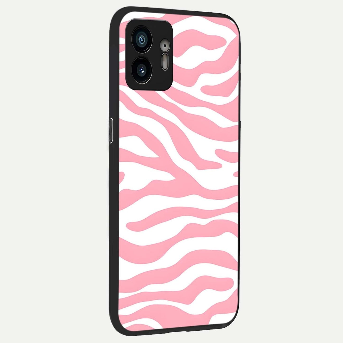 Blush Zebra Flow back cover For Nothing Phone 2 slim fit glass case with vibrant aesthetic design