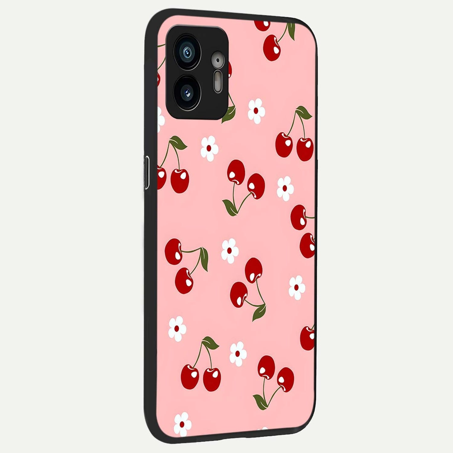 Cherry Love Mood back cover For Nothing Phone 2 slim fit glass case with vibrant aesthetic design