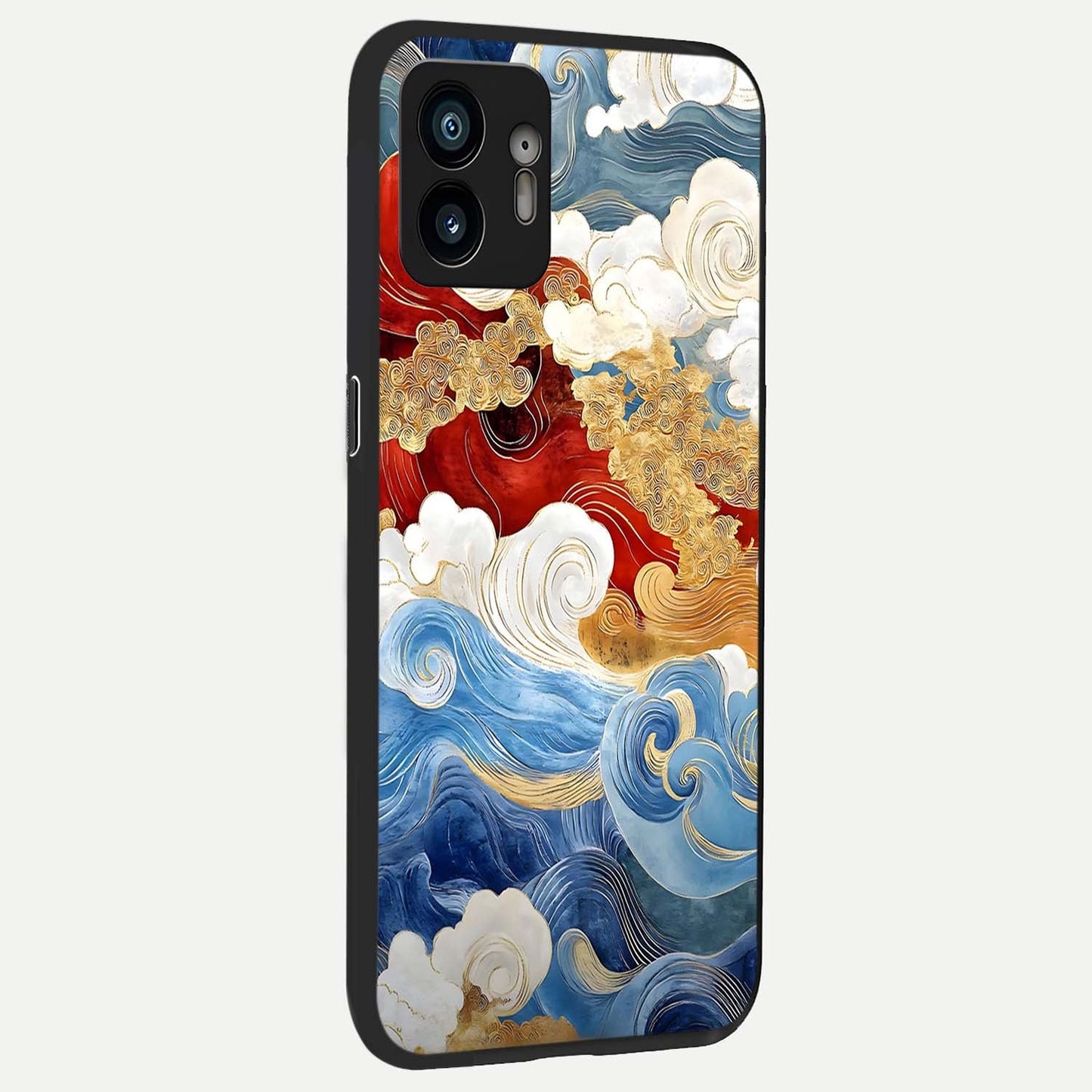 Colored Waves back cover For Nothing Phone 2 slim fit glass case with vibrant aesthetic design