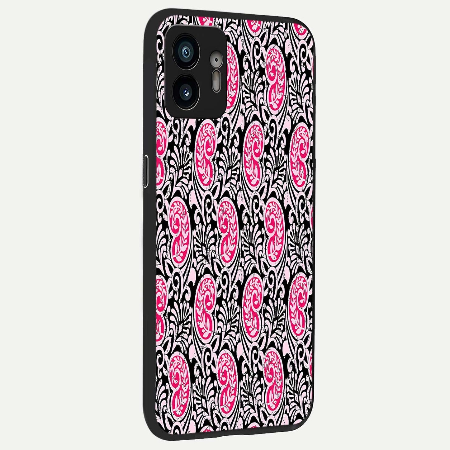 Crimson Paisley Charm back cover For Nothing Phone 2 slim fit glass case with vibrant aesthetic design