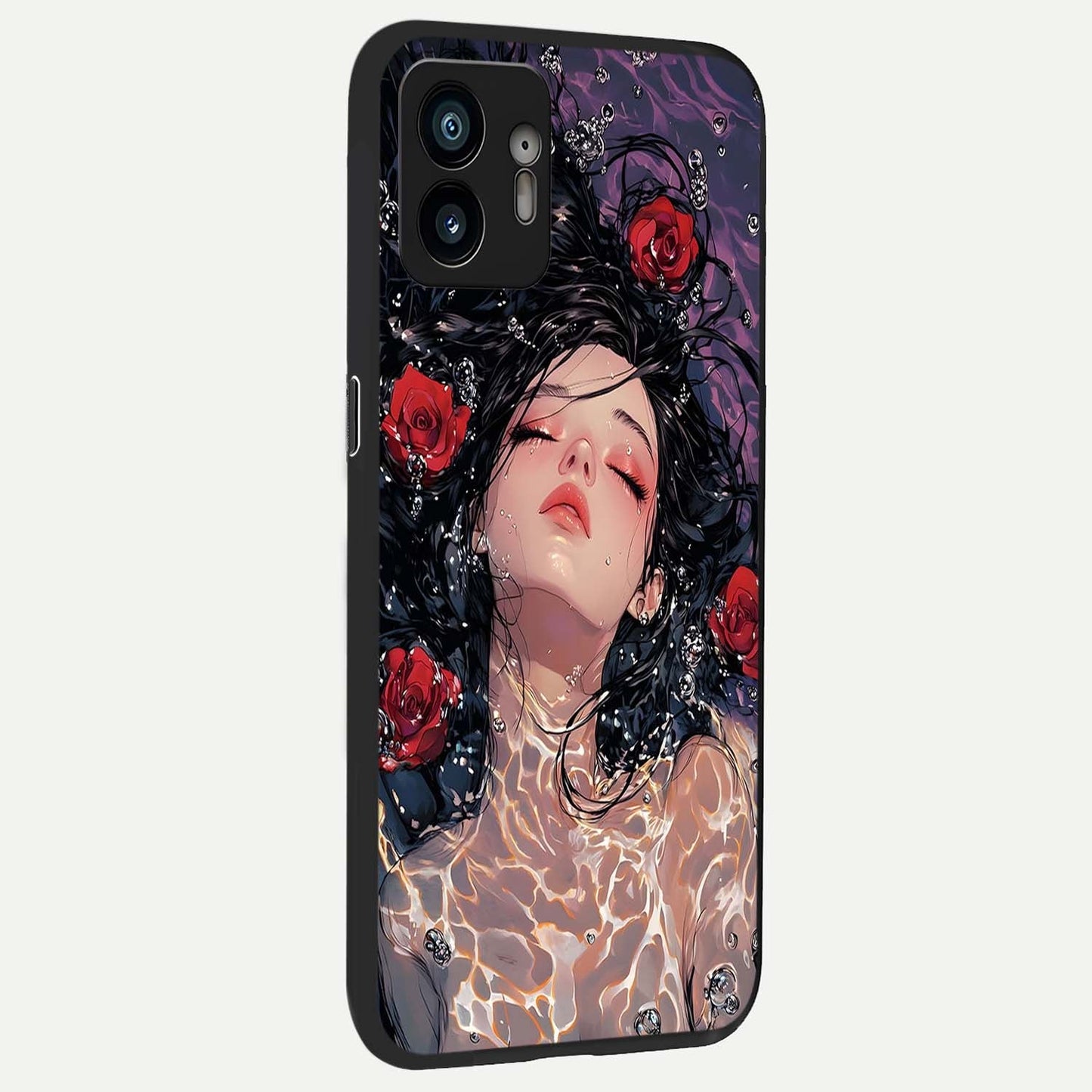 Crimson Rose Serenity back cover For Nothing Phone 2 slim fit glass case with vibrant aesthetic design
