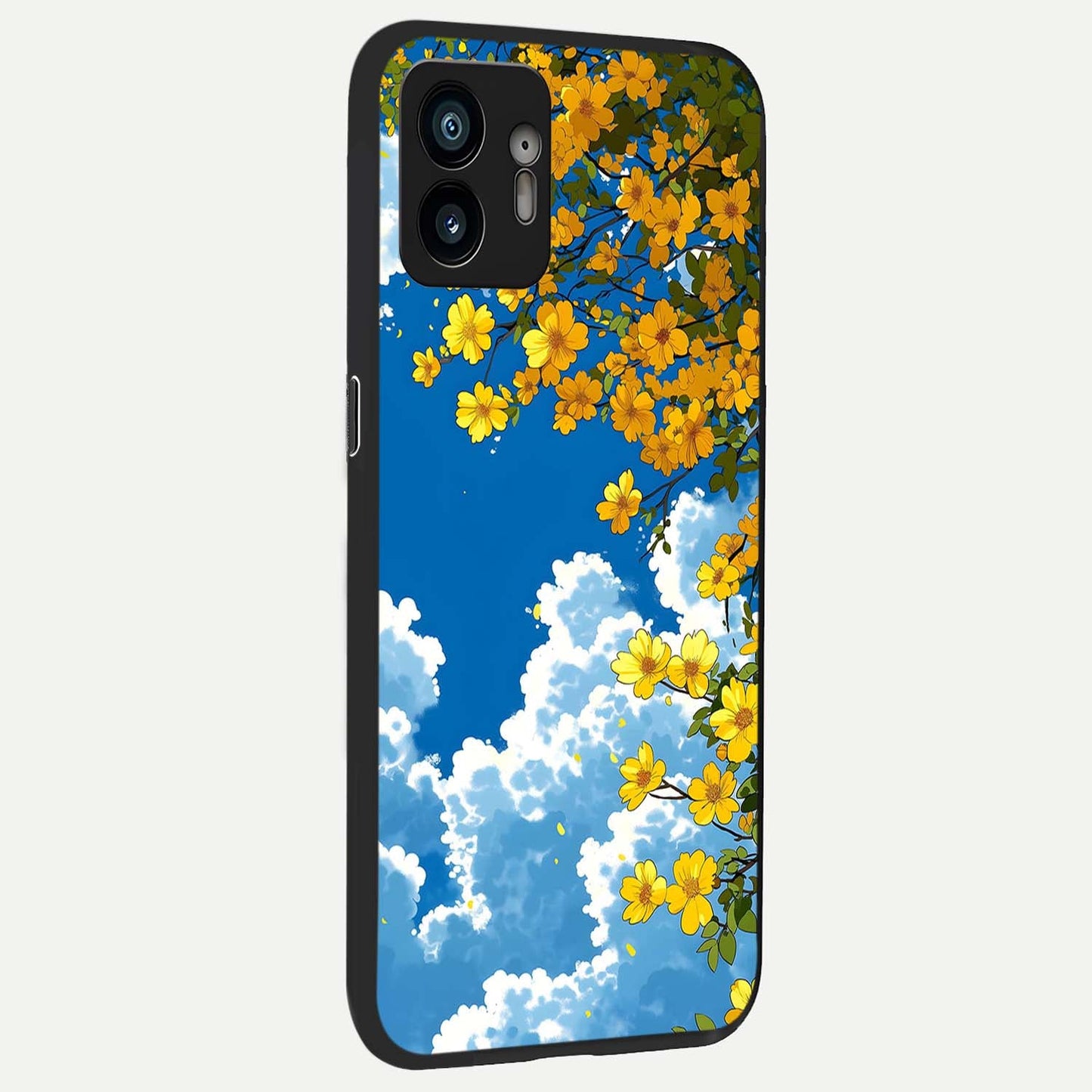 Golden Petal Sky back cover For Nothing Phone 2 slim fit glass case with vibrant aesthetic design