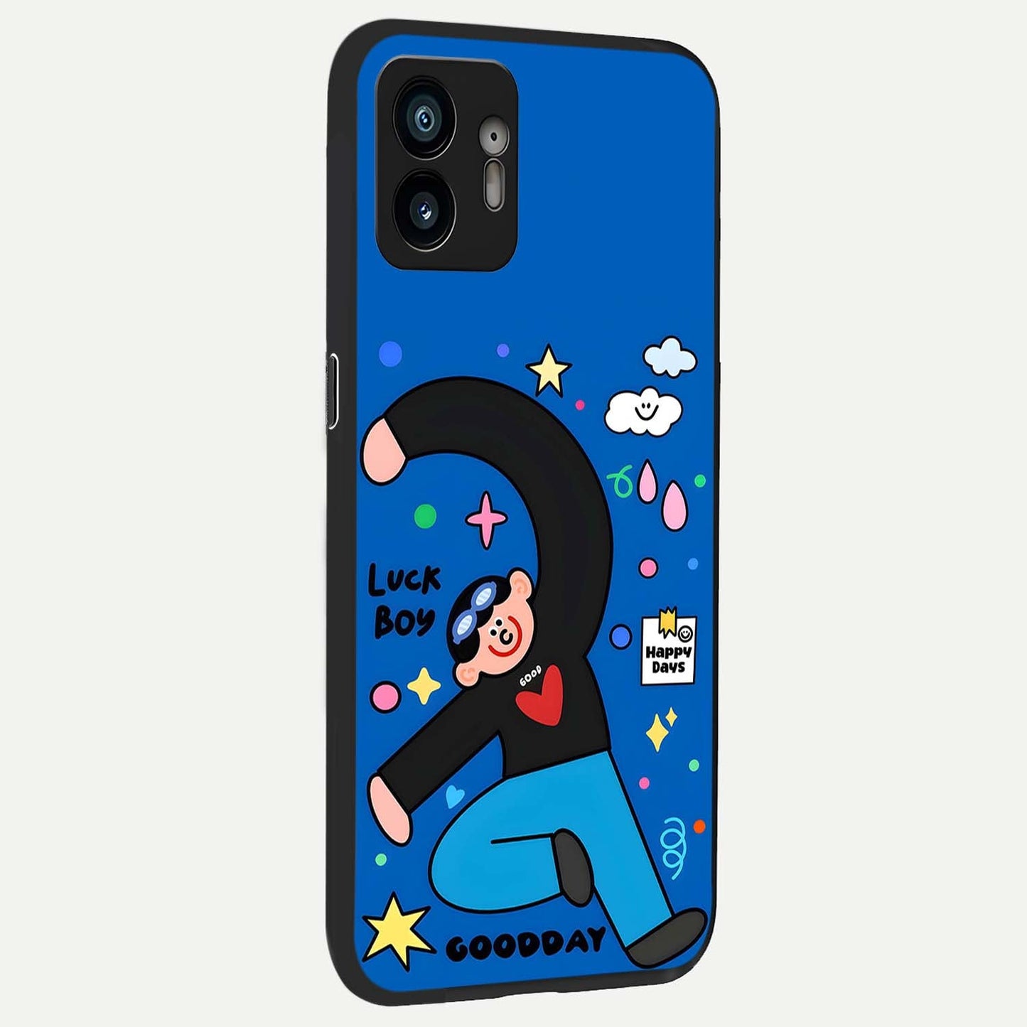 Happy Luck Vibe back cover For Nothing Phone 2 slim fit glass case with vibrant aesthetic design