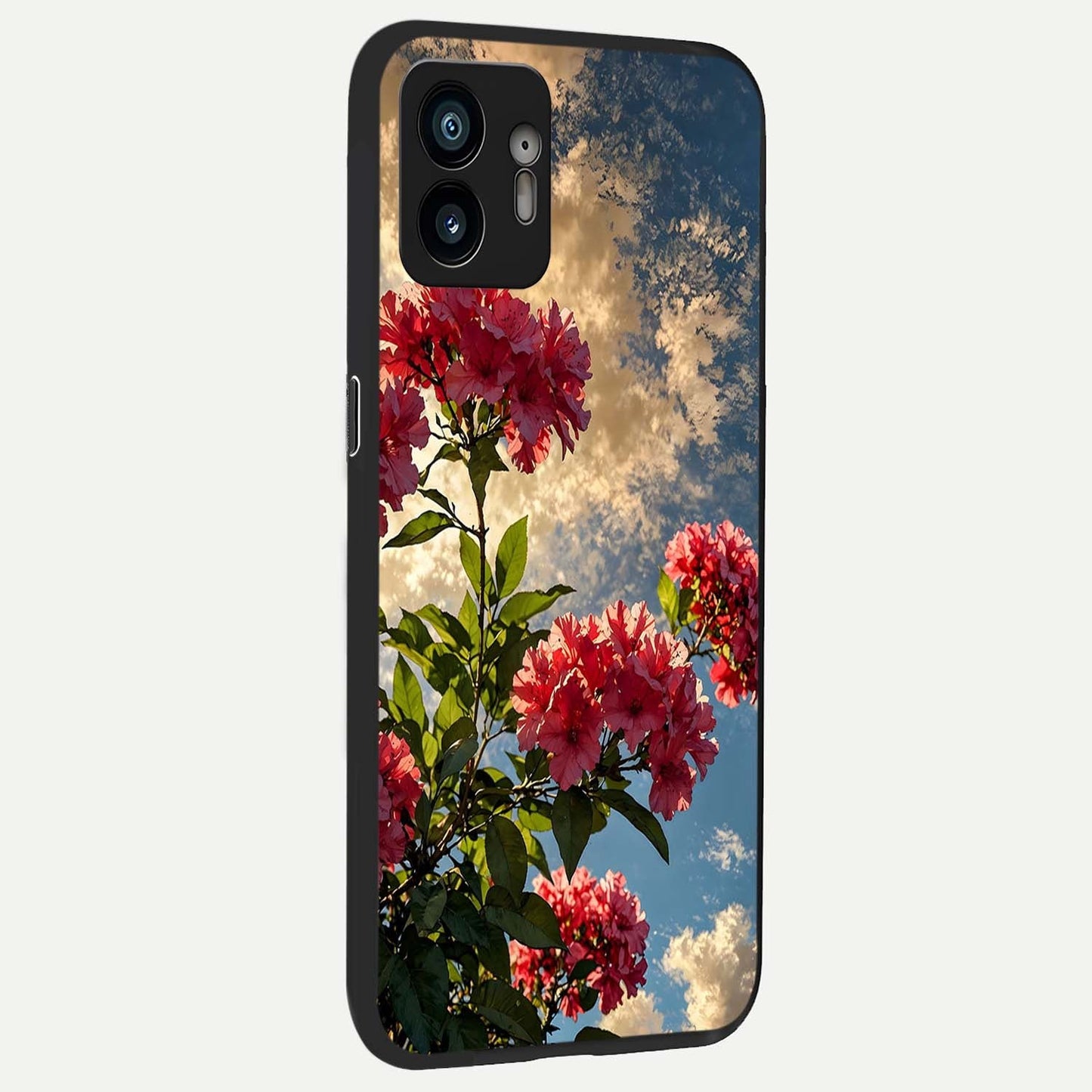 Red Bloom Skies back cover For Nothing Phone 2 slim fit glass case with vibrant aesthetic design